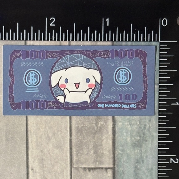 🌀10/$10🌀 Sanrio Banknote Reusable Waterproof Vinyl Sticker Decal - Picture 1 of 1